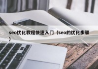 seo优化教程快速入门（seo的优化步骤）