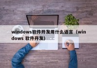 windows软件开发用什么语言（windows 软件开发）